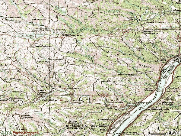 Zip code 43943 topographic map