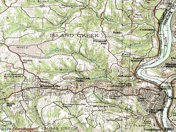 Zip code 43952 topographic map