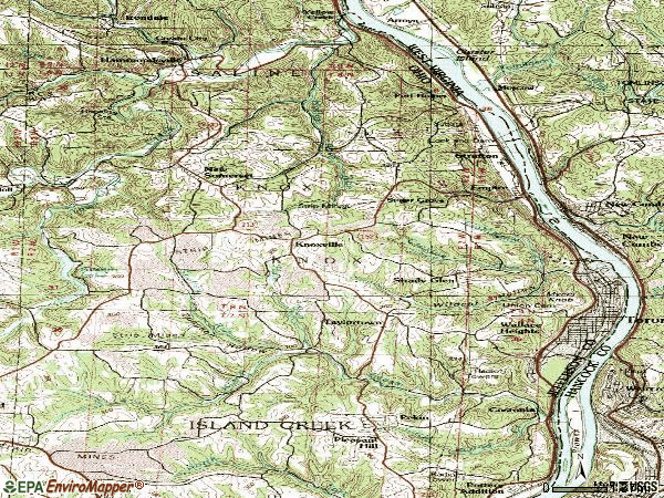 Zip code 43964 topographic map