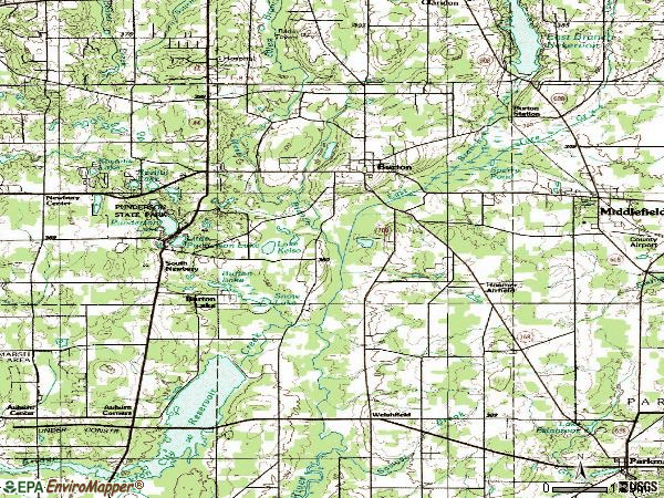 Zip code 44021 topographic map