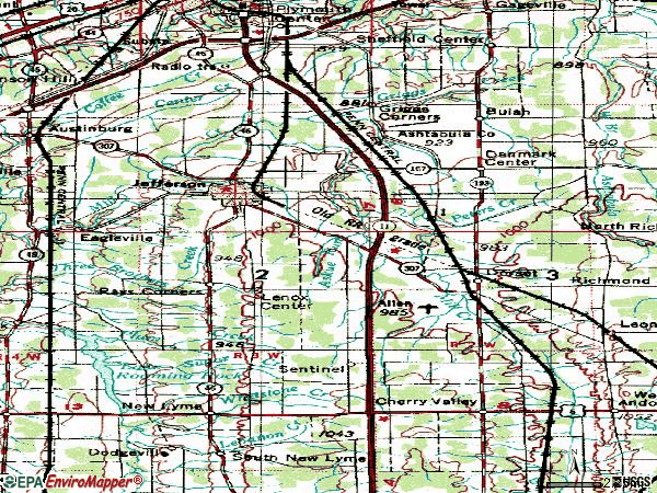 Zip code 44047 topographic map