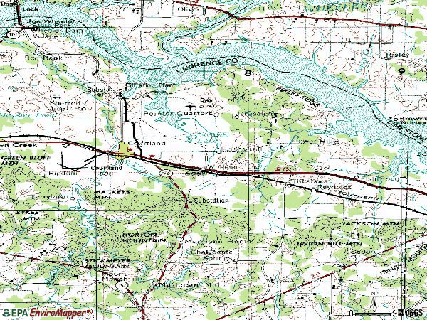 Zip code 35643 topographic map