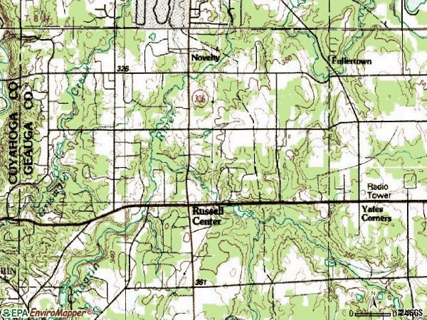 Zip code 44072 topographic map