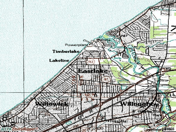 Zip code 44095 topographic map