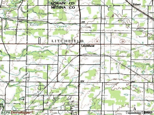 Zip code 44253 topographic map
