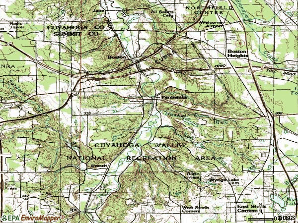 Zip code 44264 topographic map