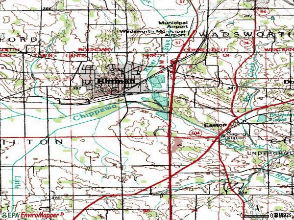 Zip code 44270 topographic map