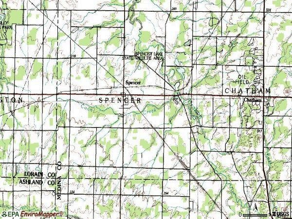 Zip code 44275 topographic map