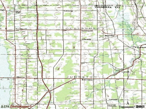 Zip code 44417 topographic map