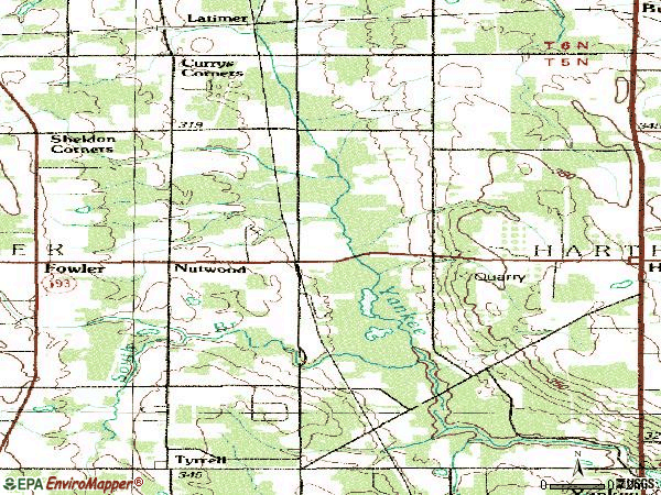Zip code 44418 topographic map
