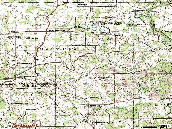 Zip code 44423 topographic map