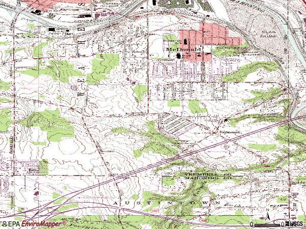 Zip code 44437 topographic map
