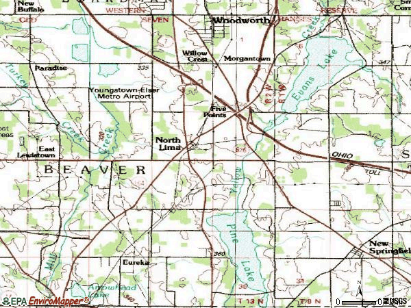 Zip code 44452 topographic map