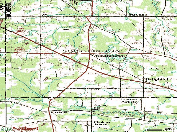 Zip code 44470 topographic map