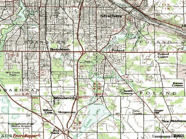 Zip code 44514 topographic map