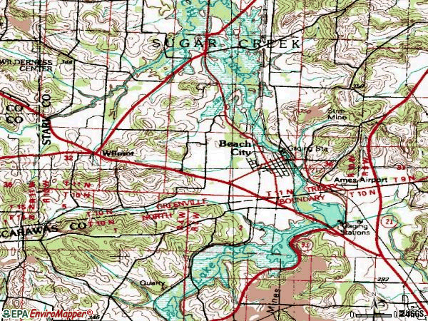 Zip code 44608 topographic map