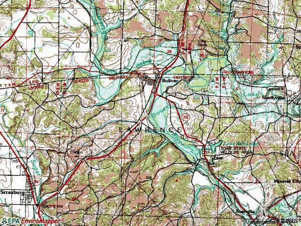Zip code 44612 topographic map