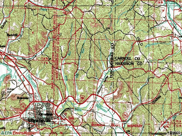 Zip code 44621 topographic map