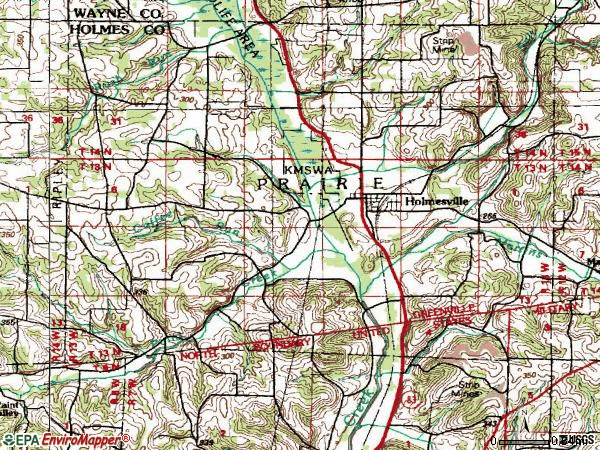 Zip code 44633 topographic map