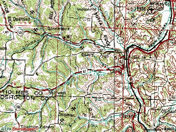 Zip code 44637 topographic map