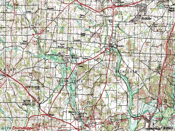 Zip code 44662 topographic map