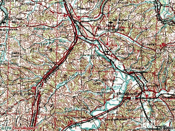 Zip code 44663 topographic map