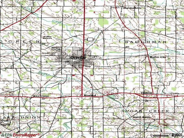 Zip code 44667 topographic map