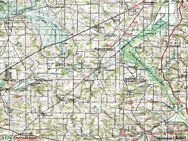 Zip code 44676 topographic map