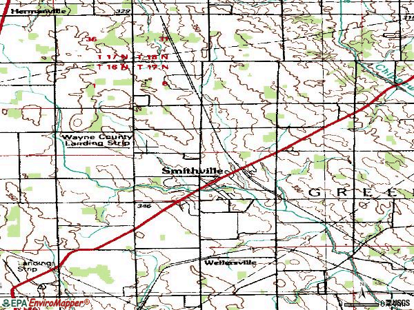 Zip code 44677 topographic map