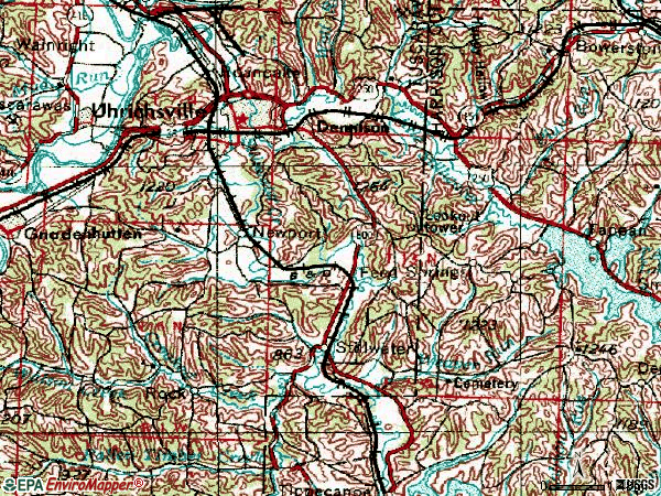 Zip code 44683 topographic map