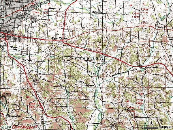 Zip code 44730 topographic map