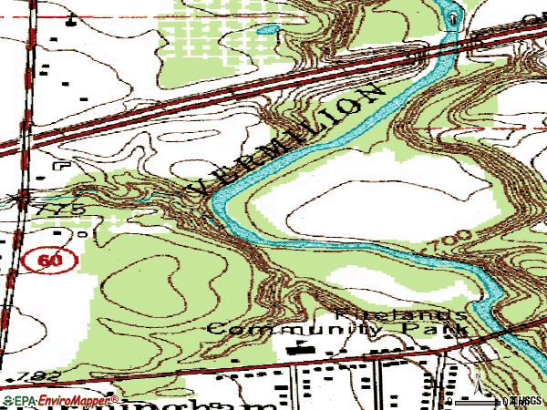 Zip code 44816 topographic map