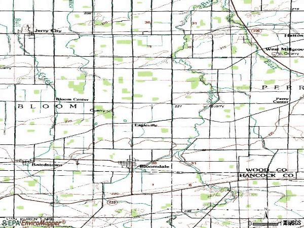 Zip code 44817 topographic map