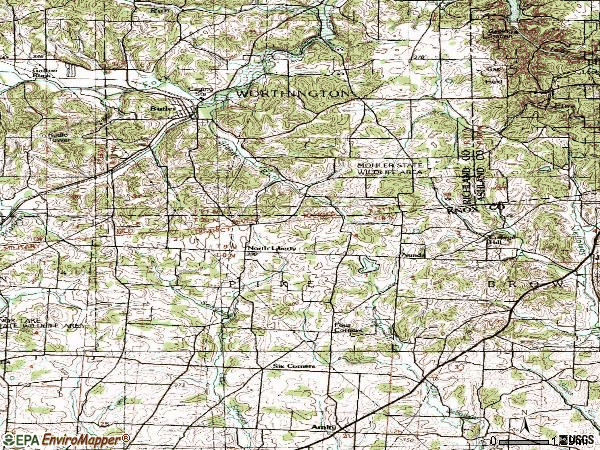 Zip code 44822 topographic map