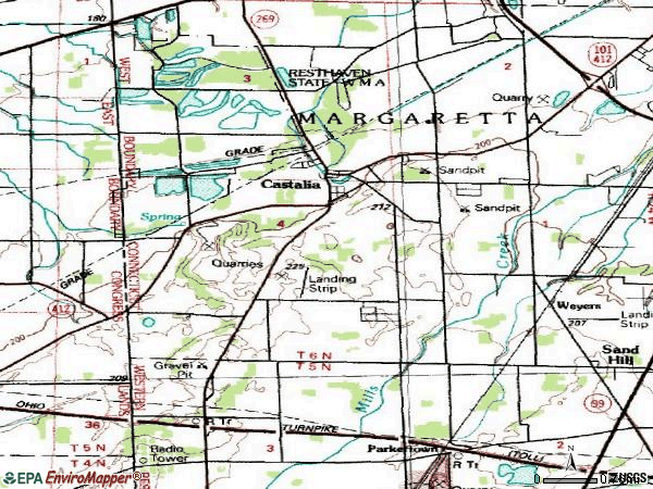 Zip code 44824 topographic map