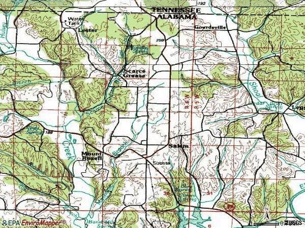 Zip code 35647 topographic map