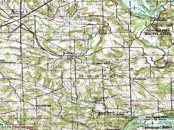 Zip code 44843 topographic map