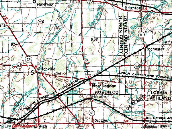 Zip code 44851 topographic map