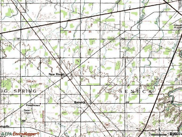 Zip code 44853 topographic map