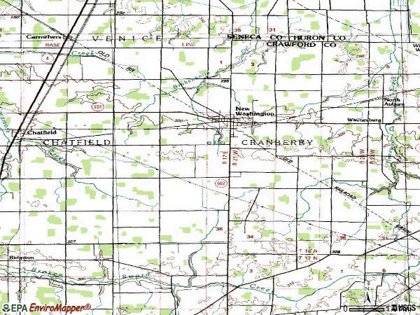 Zip code 44854 topographic map
