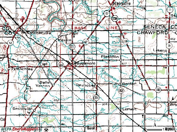 Zip code 44882 topographic map
