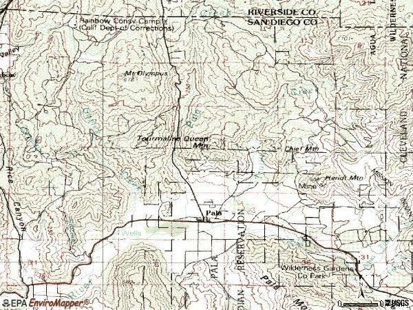 Zip code 92059 topographic map