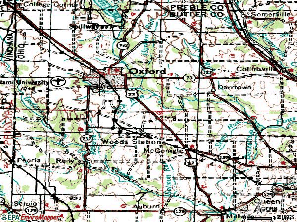 Zip code 45056 topographic map
