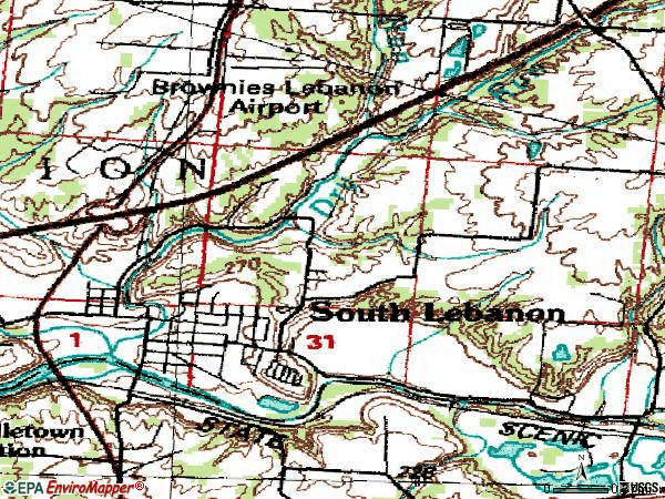 Zip code 45065 topographic map