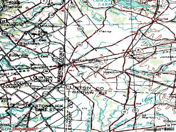 Zip code 45107 topographic map