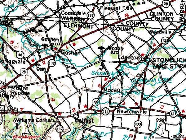 Zip code 45122 topographic map