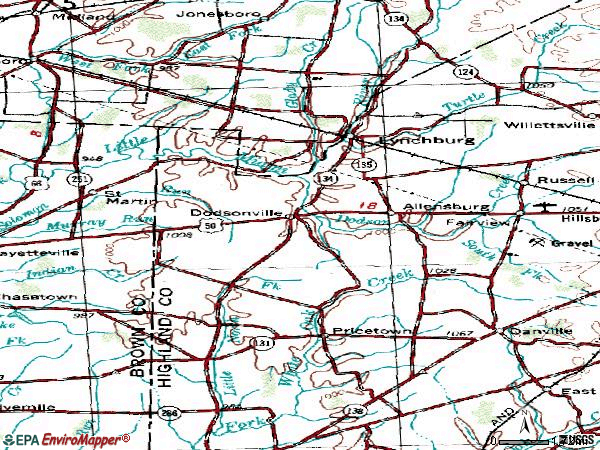 Zip code 45142 topographic map