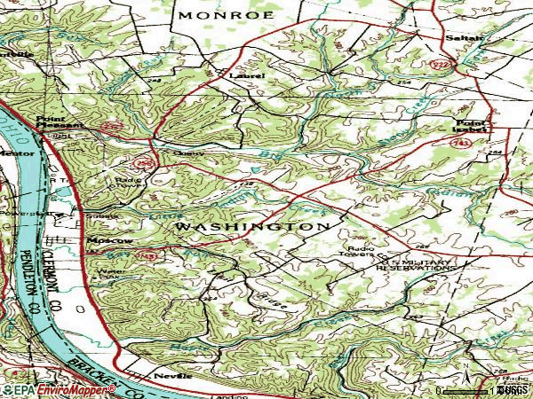 Zip code 45153 topographic map