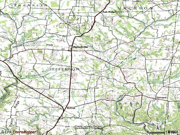 Zip code 45168 topographic map