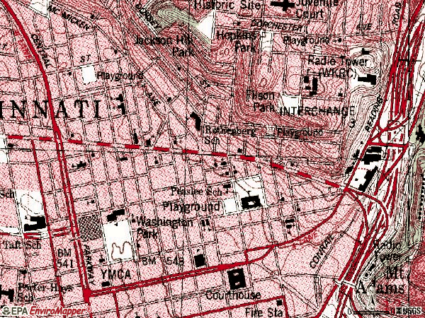 Zip code 45210 topographic map